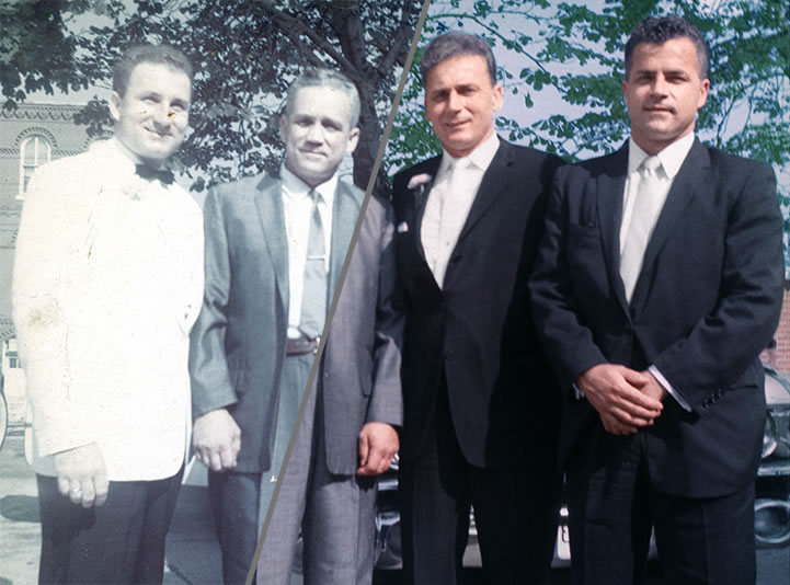 wedding party before & after